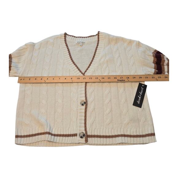 Derek Heart Preppy 90s Womens Cardigan Size Large White Cable Knit Academia NWT - Picture 10 of 12